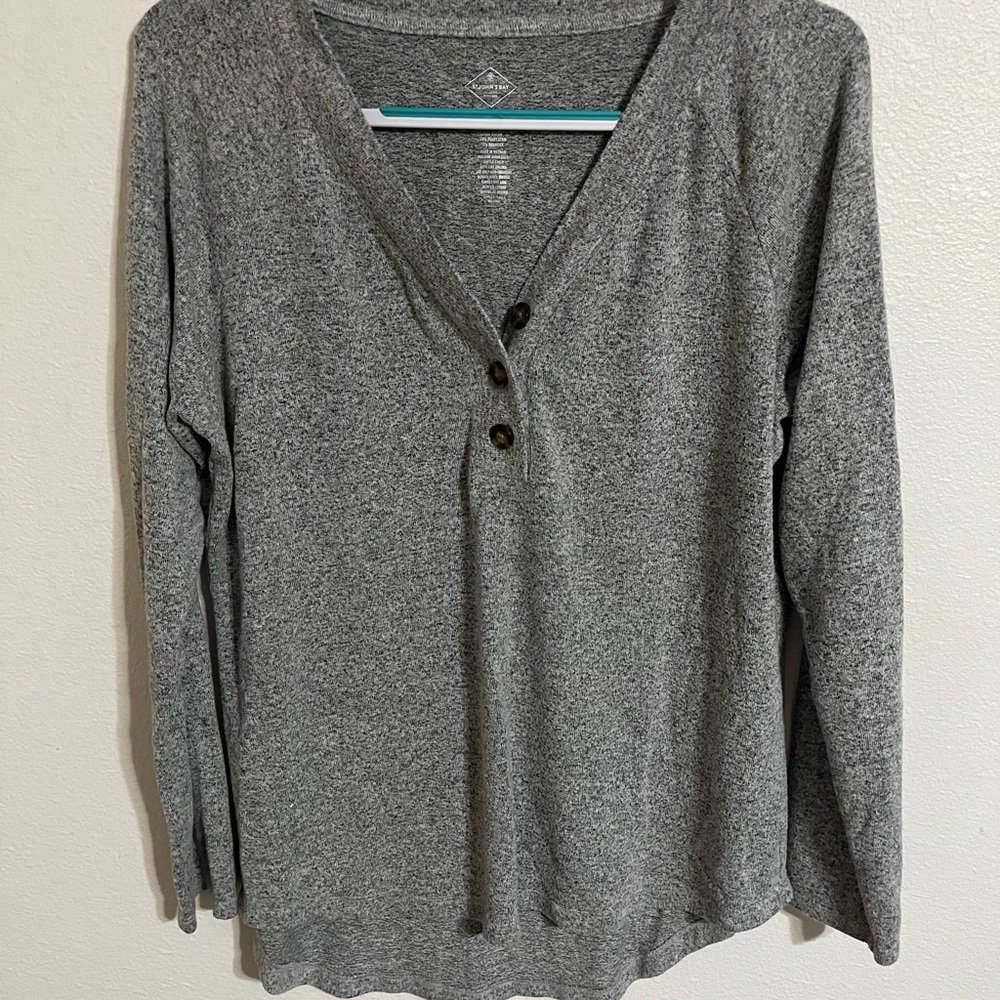 St. John's Bay Vintage Gray Button Up Top